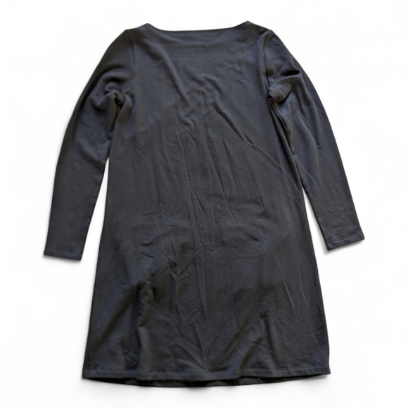 Eileen Fisher Tencel Jersey Two Pocket Oversized Black Shift Dress Sz XS - Picture 4 of 6